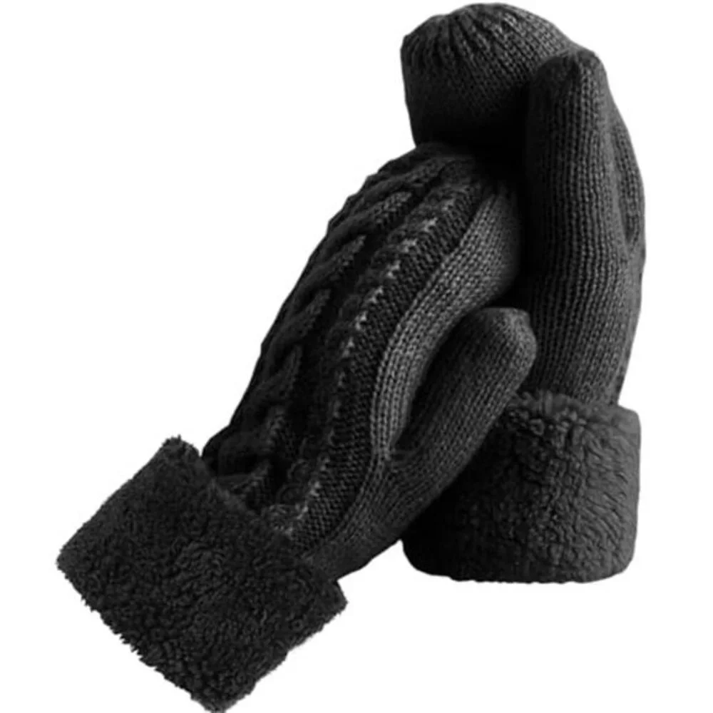 Women's Winter Warm Mittens Cozy Thick Knitted Gloves